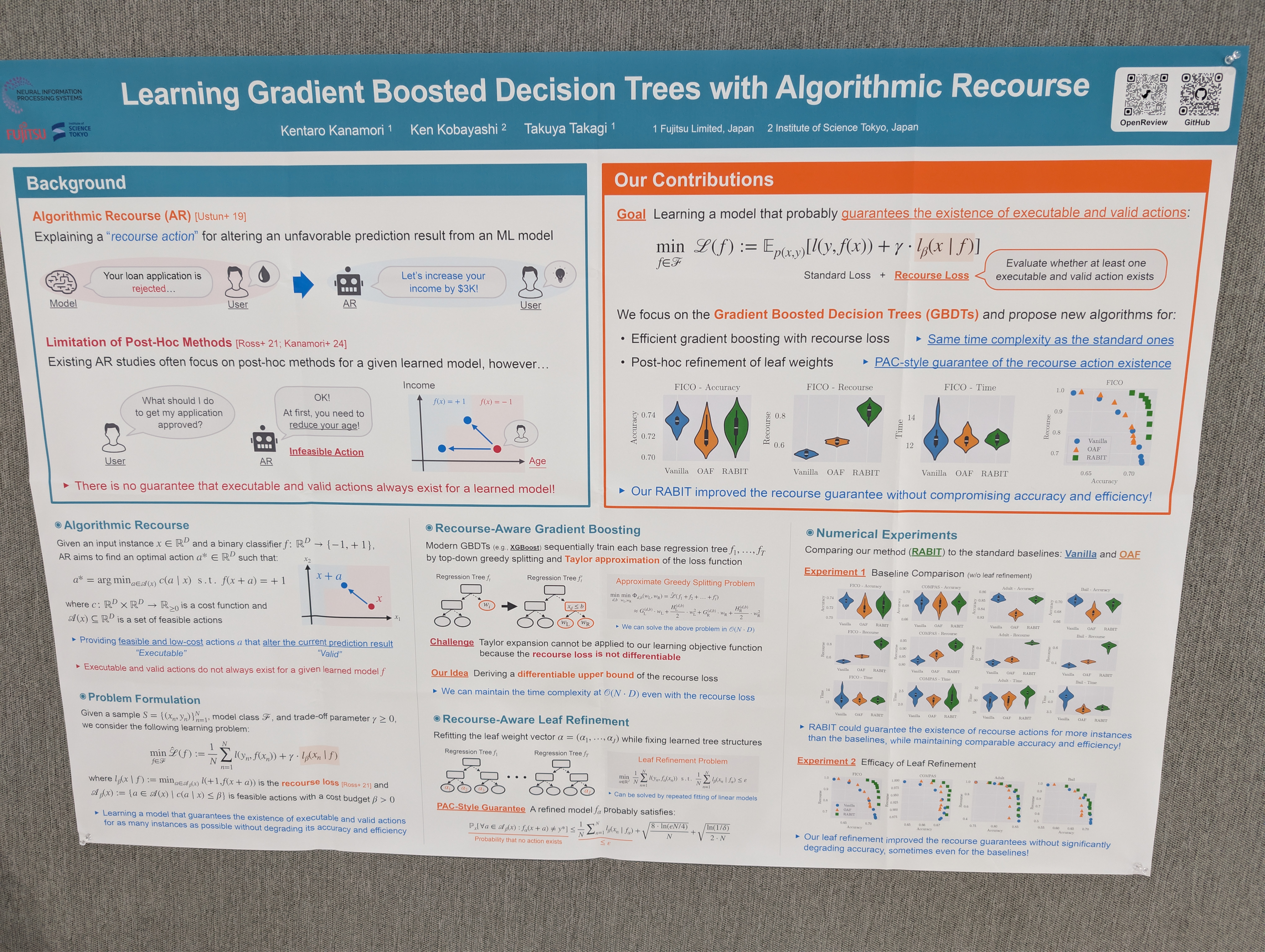 Learning Gradient Boosted Decision Trees with Algorithmic Recourse — Poster